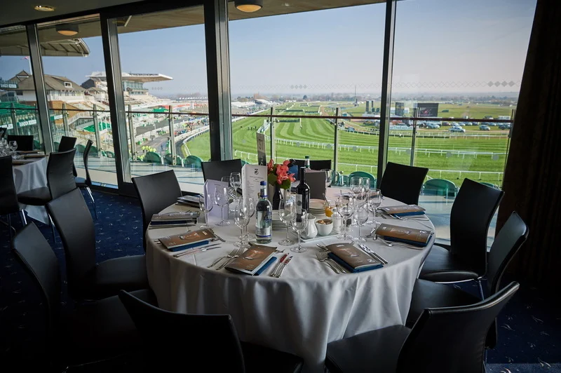 A hospitality suite overlooking the action