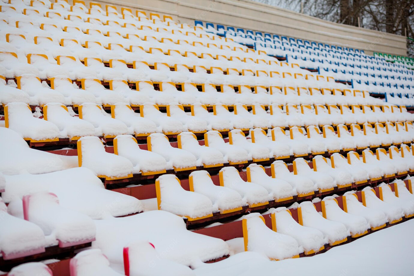 Snow covered stadium seats v2